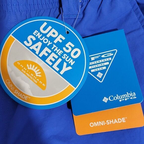 Columbia PFG Swim Trunks Men Size Small Omni-Shade Fishing Short Blue UPF 50 NEW - Picture 14 of 15